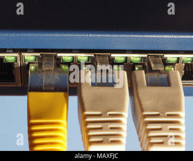 Click Mode Rj45 Computer Port Modem router switch with ports for RJ45 plug in LAN local area network ...