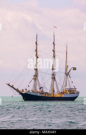 Tall ship Gunilla at Cozumel Mexico Stock Photo