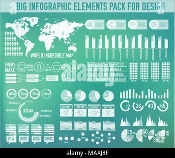 Modern big infographic elements chart set on blurred background. Colorful template for you design, web and mobile applications. Vector illustration concept  Stock Vector