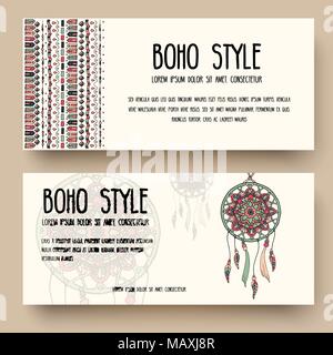 Set of boho ornament illustration style concept. Art traditional, poster, book, layout abstract, ottoman motifs, element. Vector decorative ethnic greeting card or invitation  design background Stock Vector