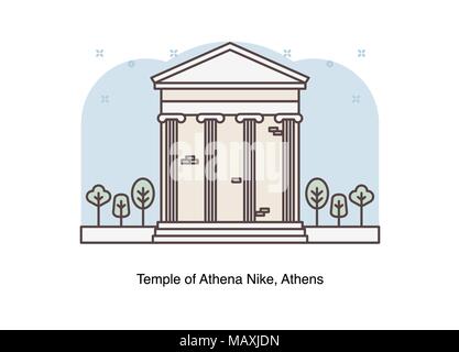 Vector line illustration of the Temple of Athena Nike, Athens, Greece. Stock Vector