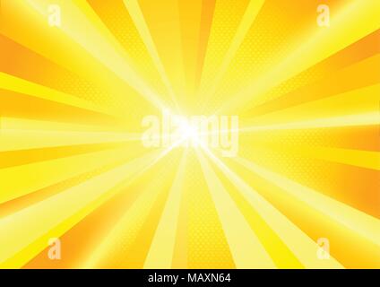 A bright yellow sun burst radiant background. Vector illustration Stock Vector