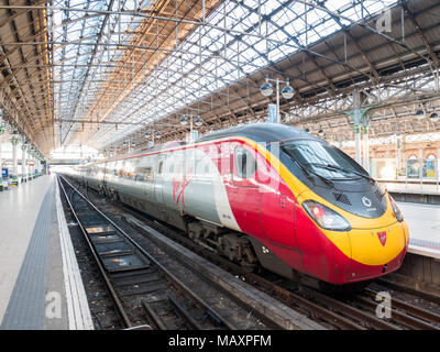 Virgin train at Manchester Piccadilly Station, UK