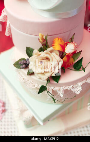 gift boxes with satin ribbons Stock Photo