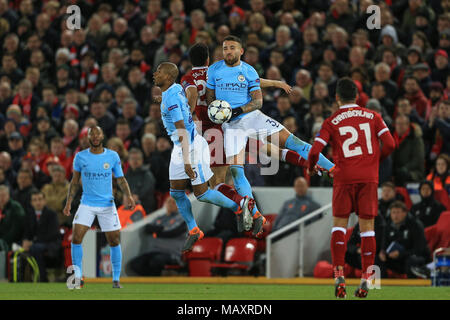 4th April 2018 , Anfield, Liverpool, England; Champions League Quarter Final, first leg, Liverpool v Manchester City; Stock Photo