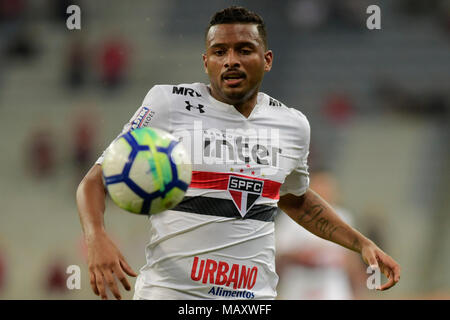 Curitiba, Brazil. 04th Apr, 2018. Reinaldo during Atletico PR x São Paulo FC, match for the 4th phase of the Brazil Cup, held at the Arena da Baixada in Curitiba, PR. Credit: Reinaldo Reginato/FotoArena/Alamy Live News Stock Photo