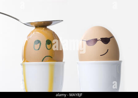 Cool dude egg dishes out punishment. Stock Photo