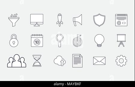 icon set of seo concept, over white background, vector illustration Stock Vector