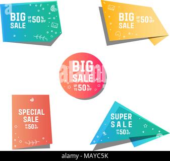 Origami speed box:big sale. special sale. super sale.  Vector abstract geometric origami Stock Vector