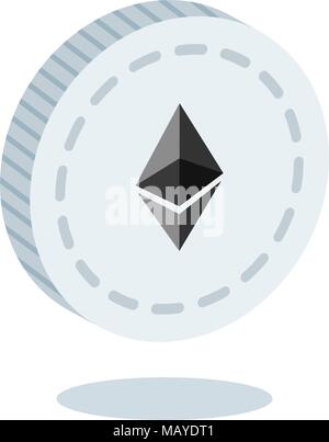 Isometric 3d Ethereum cryptocurrency blockchain flat icon. Use for logos, print products, page and web decor or other design. Stock Vector