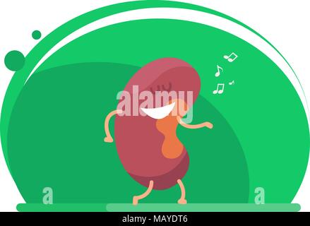 Kidney dances. Pair of cute and funny healthy human kidney. Kidney Health awareness template Stock Vector