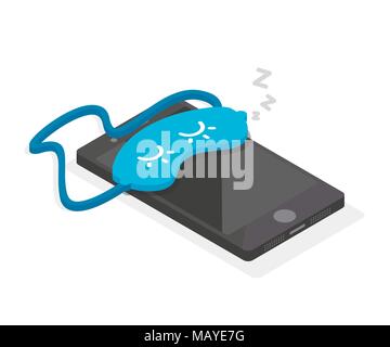 Sleeping phone  Mask for sleep  Sleeping smartphone vector icon.  Modern digital colorful illustration for web Stock Vector