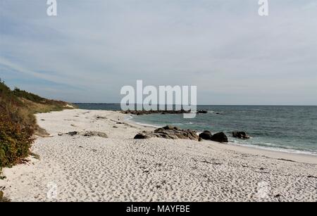 White sand beach of Beg Meil in the bay of Concarneau in french cornwall, Brittany, France Stock Photo