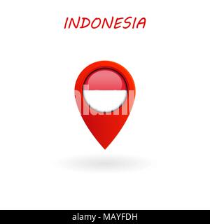 Location Icon for Indonesia Flag, Vector Stock Vector