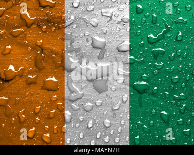 flag of Ivory Coast  with rain drops Stock Photo