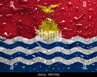 flag of Kiribati with rain drops Stock Photo