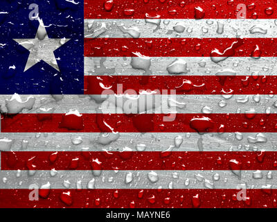 flag of Liberia with rain drops Stock Photo