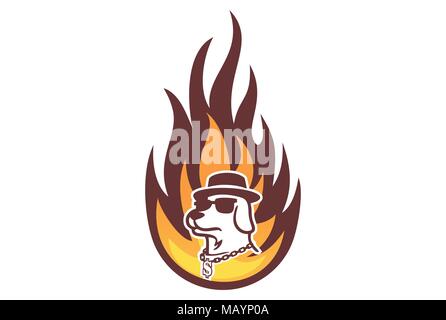 dog fire logo icon Stock Vector