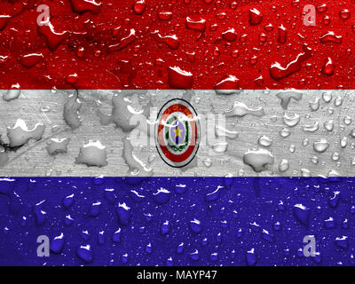 flag of Paraguay with rain drops Stock Photo