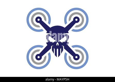 drone skull abstract logo icon Stock Vector