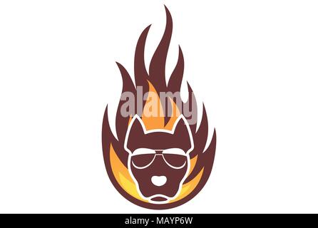 fire dog logo icon Stock Vector