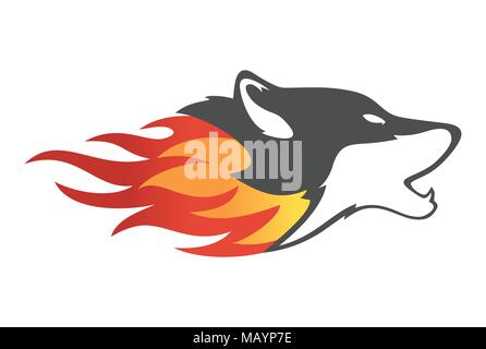 fire wolf logo icon Stock Vector