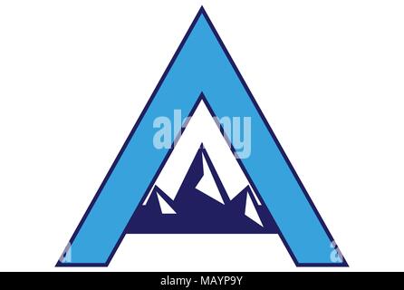 letter A mountains logo icon Stock Vector