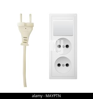 Electric adapter with two connectors and switch. Stock Vector