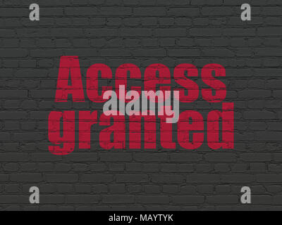 Safety concept: Painted red text Access Granted on Black Brick wall background Stock Photo
