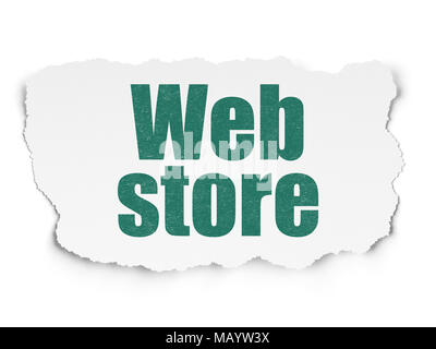 Web development concept: Painted green text Web Store on Torn Paper background with  Tag Cloud Stock Photo