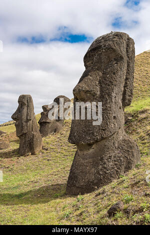 Moais in Rano Raraku, Rapa Nui National Park, Easter Island, Rapa Nui Island, Easter Island, Chile Stock Photo