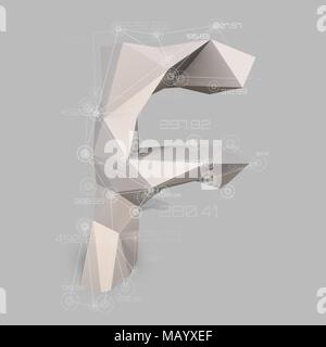 Capital latin letter F in low poly style. Stock Vector