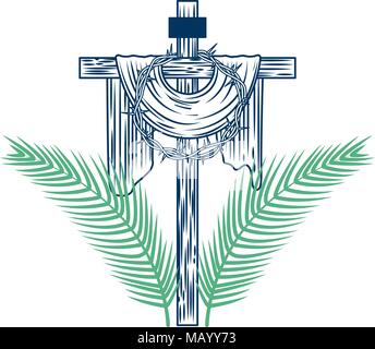 sacred cross crown of thorns tree palms Stock Vector Image & Art - Alamy