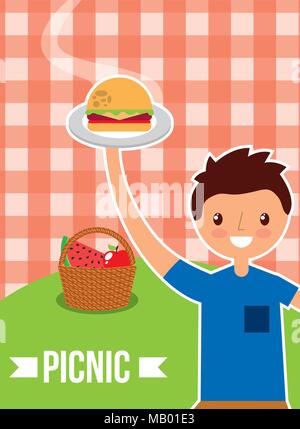 happy people picnic Stock Vector