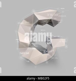 Capital latin letter G in low poly style. Stock Vector