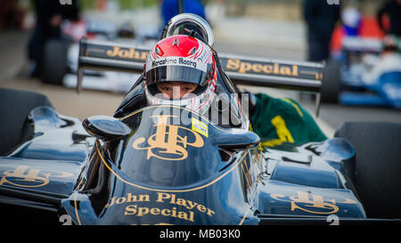 Japanese racing driver Katsu Kubota in the JPS Lotus 91/7 F1 car