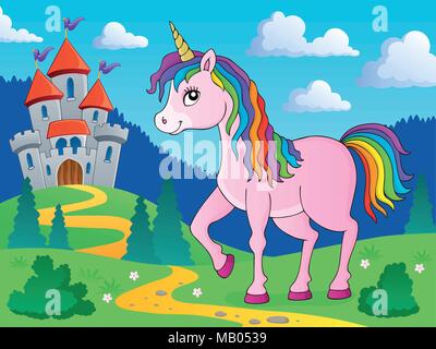Happy unicorn topic image 3 - eps10 vector illustration. Stock Vector