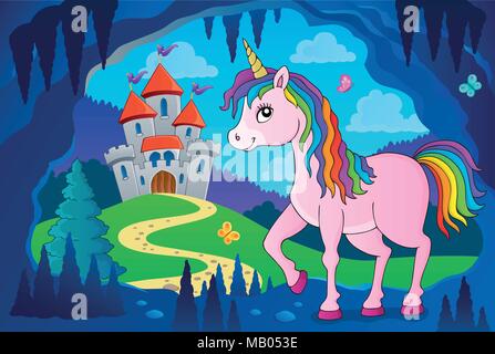 Happy unicorn topic image 4 - eps10 vector illustration. Stock Vector