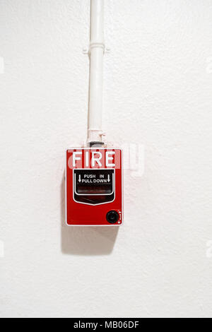 Fire breaker box on wall background., Fire protection system. Stock Photo