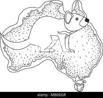 tasmanian devil australian continent map animal wildlife vector ...
