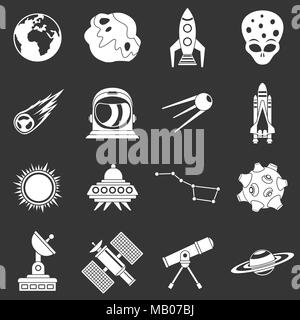 Space icons set grey vector Stock Vector