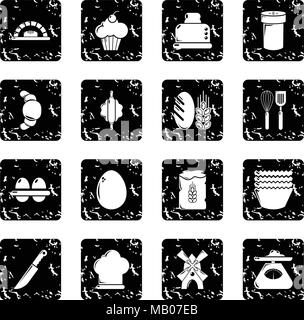 Bakery icons set grunge vector Stock Vector