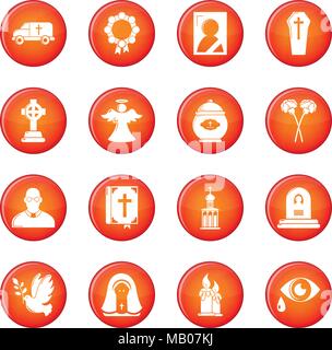 Funeral ritual service icons set red vector Stock Vector