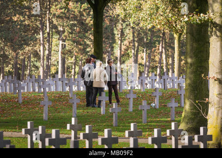 People visiting the German military cemetery in Ysselsteyn, Netherlands Stock Photo