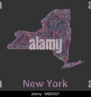 New York state line art map Stock Vector