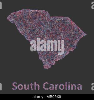 South Carolina line art map Stock Vector