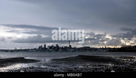 Auckland, New Zealand - October 19, 2017: The skyline of Auckland city, which is the largest urban area in New Zealand and home to the largest Polynesian population in the world. Stock Photo