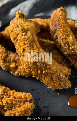 Homemade Deep Fried Ribs with Barbecue Sauce Stock Photo