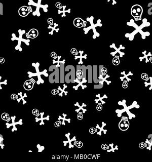 Day of the dead holiday in Mexico seamless pattern with stylized skulls. Skeleton endless background. Dia de Muertos repeating texture. Stock Vector