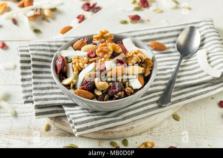 Healthy Homemade Superfood Trail Mix with Nuts and Fruit Stock Photo